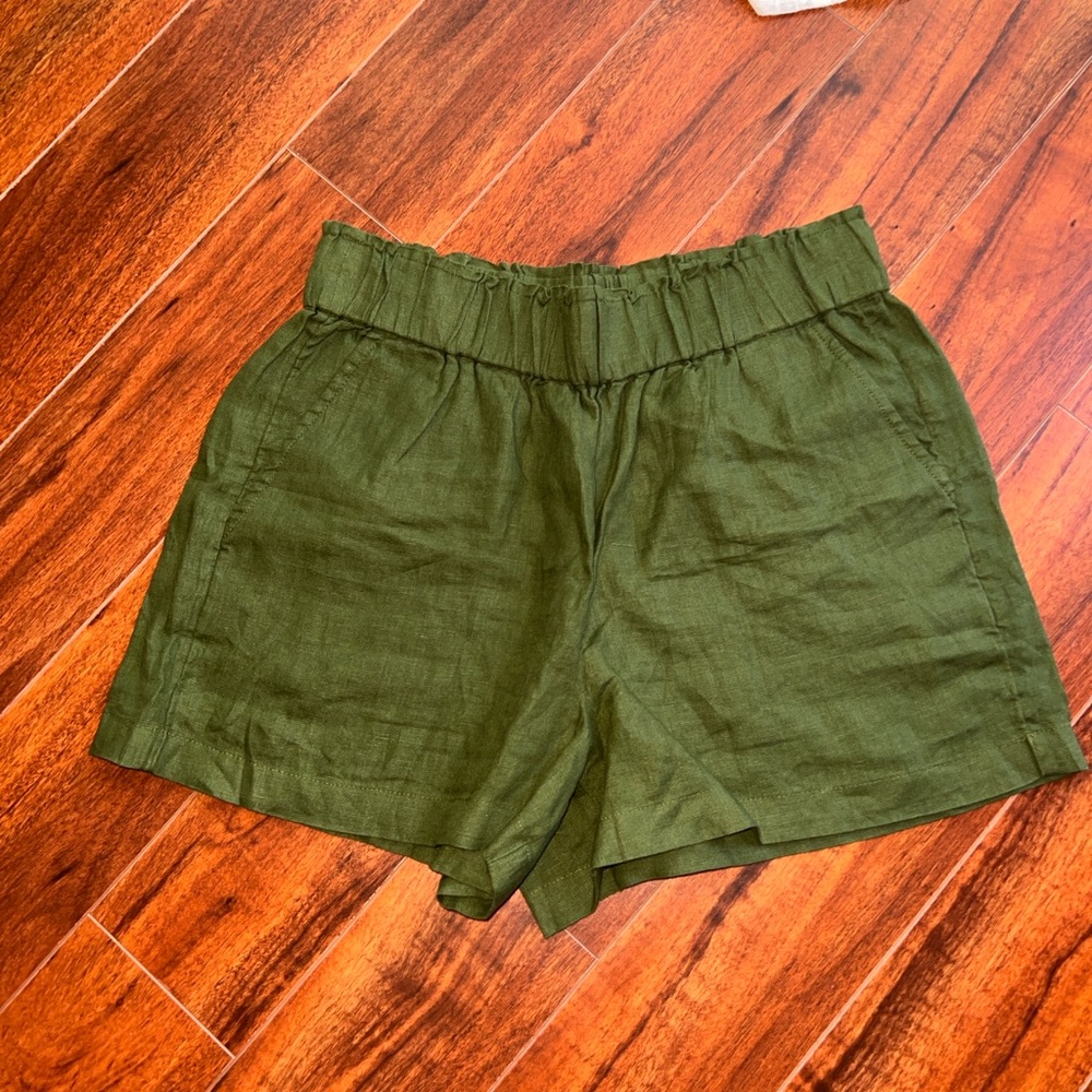 J. Crew Olive Green Linen Blend Women's Shorts